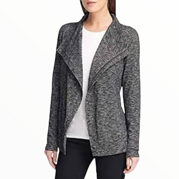 G.H. BASS & CO. KNIT ZIP CARDIGAN IN BLACK COMBO SZ. S - Picture 2 of 5